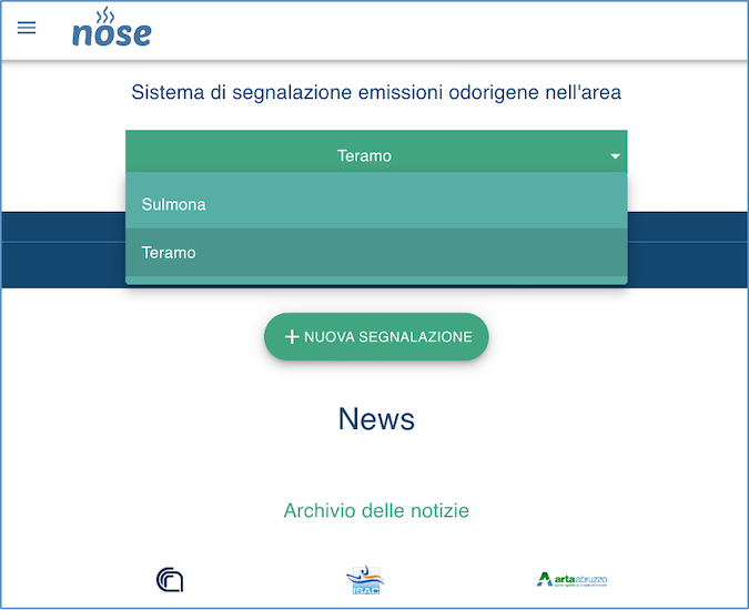 Immagine della home page app Nose