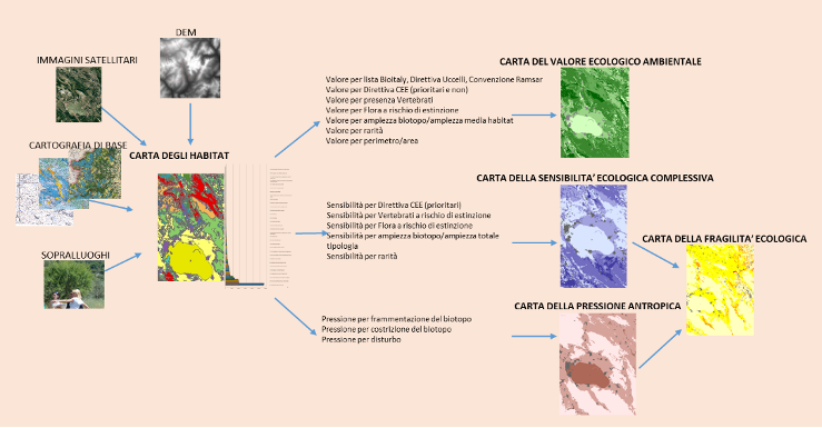 infografica dei diversi strati che compongono la Carta della natura